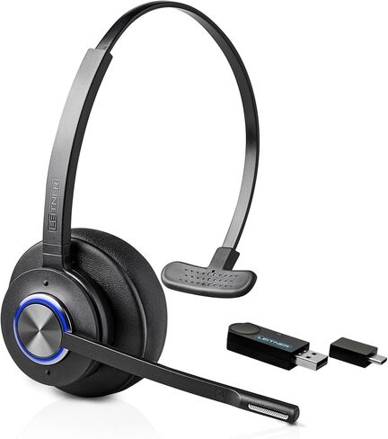 Leitner LH475 – Wireless Computer Headset with Microphone – Zoom and Teams Headset – DECT USB Dongle Headset for Softphone, Computer, Laptop, and Tablet – Single or Dual-Ear Wearing Style in Saudi Arabia