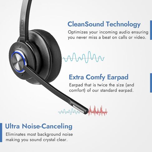 Leitner LH475 – Wireless Computer Headset with Microphone – Zoom and Teams Headset – DECT USB Dongle Headset for Softphone, Computer, Laptop, and Tablet – Single or Dual-Ear Wearing Style in Saudi Arabia