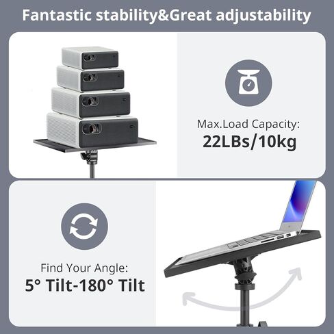 Eicaus 180° rotation Heavy-duty Projector Stand Tripod, Adjustable Laptop Stand with Height Range 26 to 55 inches, Portable Music Stand＆DJ Setup for Outdoor Movies, Office, Home, Stage or Studio in Kuwait