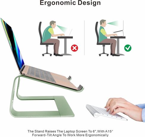 Ergonomic Aluminum Laptop Mount - Adjustable Computer Stand for MacBook Pro/Air HP Lenovo Samsung Dell - Fits 10-17.3" Laptops (Apple Green) in Kuwait