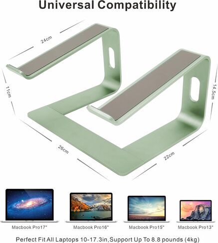 Ergonomic Aluminum Laptop Mount - Adjustable Computer Stand for MacBook Pro/Air HP Lenovo Samsung Dell - Fits 10-17.3" Laptops (Apple Green) in Kuwait