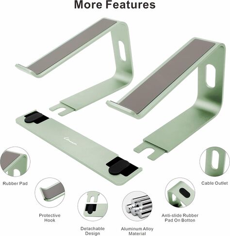 Ergonomic Aluminum Laptop Mount - Adjustable Computer Stand for MacBook Pro/Air HP Lenovo Samsung Dell - Fits 10-17.3" Laptops (Apple Green) in Kuwait