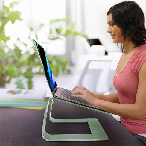 Ergonomic Aluminum Laptop Mount - Adjustable Computer Stand for MacBook Pro/Air HP Lenovo Samsung Dell - Fits 10-17.3" Laptops (Apple Green) in Kuwait