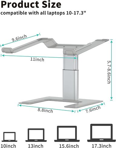 ALASHI Laptop Stand, Height Adjustable Desk Riser, 10-17.3", Black in Saudi Arabia