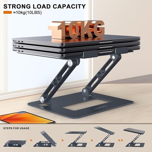 حامل كمبيوتر محمول قابل للتعديل من HARRYFIT، حامل كمبيوتر محمول محمول، حامل كمبيوتر محمول قابل للطي للمكتب قابل للطي، حامل كمبيوتر محمول مريح للعمل التعاوني، حامل معدني متوافق مع أجهزة الكمبيوتر المحمول حتى 17 بوصة in Kuwait