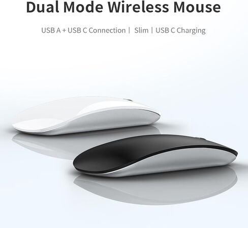 ماوس لاسلكي Uiosmuph G15، ماوس كمبيوتر قابل لإعادة الشحن USB C، ماوس نحيف صامت 2.4 جيجا هرتز بصري مع مستقبل USB نانو وجهاز استقبال من النوع C لأجهزة الكمبيوتر المحمول/Mac/PC أرجواني in Kuwait