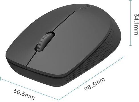 ماوس لاسلكي Rapoo Bluetooth 2.4G، قناتان بلوتوث مع ماوس مستقبل USB بدون ضوضاء، توصيل ما يصل إلى 3 أجهزة، ماوس كمبيوتر محمول للكمبيوتر الشخصي والكمبيوتر اللوحي والكمبيوتر المحمول - أسود in Kuwait