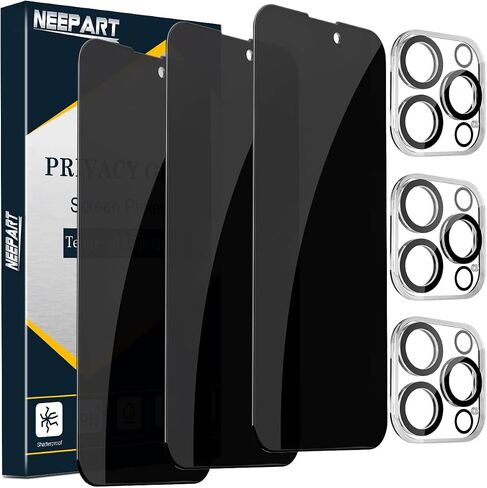 3 Pack Privacy Screen Protector for iPhone 14 Pro Max[6.7 inch], Sensor Protection, Dynamic Island Compatible, 9H Anti Spy Private Tempered Glass Film, Anti-Scratch, Case Friendly, Easy in Kuwait