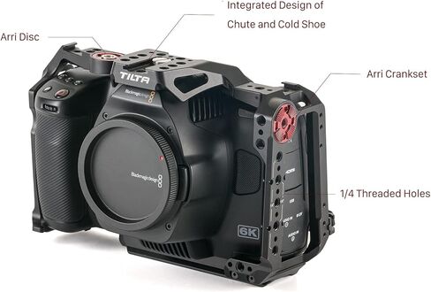 Tilta Full Camera Cage Compatible with BMPCC 6K Pro/G2/BMCC 6K| NATO Rail, Arri Compatible Rosettes, Cold Shoe Receivers, 1/4"-20 Threads with Locating Pins | TA-T11-FCC-B Black in Saudi Arabia