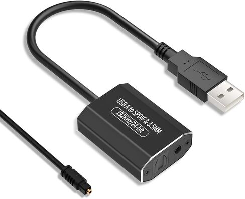 AMANKA USB A to Optical Audio Adapter USB to SPDIF Type A to TOSLINK Digital Converter, Unidirectional USB A to 3.5mm Jack Aux USB Audio Adapter Compatible with PS4/PS5 Laptop PC, Stereo Sound Only in Kuwait