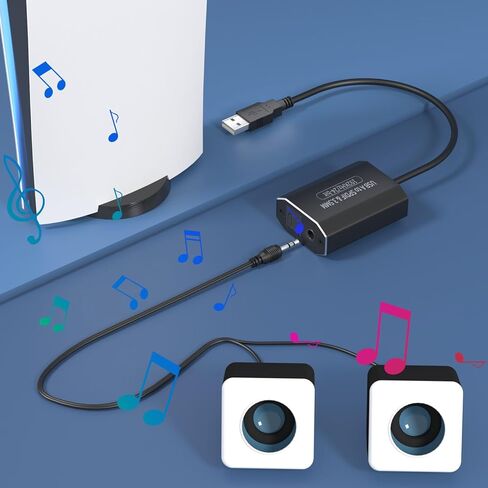 AMANKA USB A to Optical Audio Adapter USB to SPDIF Type A to TOSLINK Digital Converter, Unidirectional USB A to 3.5mm Jack Aux USB Audio Adapter Compatible with PS4/PS5 Laptop PC, Stereo Sound Only in Kuwait