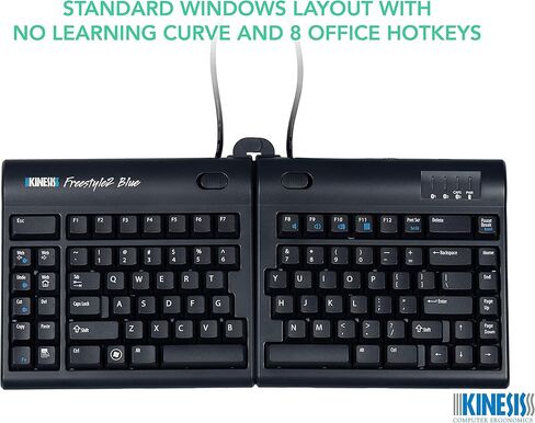 KINESIS Freestyle2 لوحة مفاتيح لاسلكية زرقاء مريحة للكمبيوتر الشخصي (فصل 9 بوصات)، رمادي داكن in Kuwait