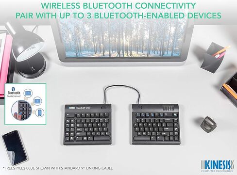KINESIS Freestyle2 لوحة مفاتيح لاسلكية زرقاء مريحة للكمبيوتر الشخصي (فصل 9 بوصات)، رمادي داكن in Kuwait