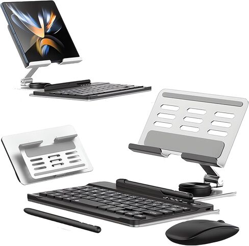 for Samsung Galaxy Z Fold 8 Ultra/Fold8 Wide/7/6/5 Stand and Keyboard Combo | 4-in-1 Portable Set Includes Mouse & Stylus Pen, Aluminum Alloy Foldable Desk Phone Stand, 7.9" Mini Bluetooth Keyboard in Kuwait