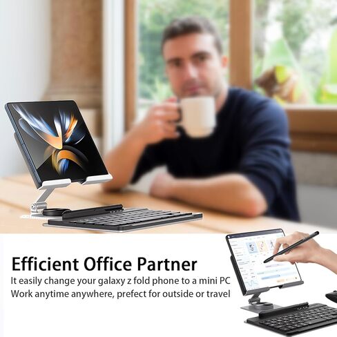 for Samsung Galaxy Z Fold 8 Ultra/Fold8 Wide/7/6/5 Stand and Keyboard Combo | 4-in-1 Portable Set Includes Mouse & Stylus Pen, Aluminum Alloy Foldable Desk Phone Stand, 7.9" Mini Bluetooth Keyboard in Kuwait