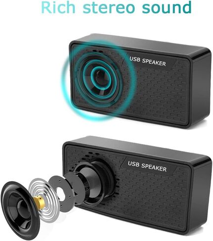 مكبر صوت صغير محمول بسلك USB يعمل بمكبر صوت ستيريو للوسائط المتعددة للكمبيوتر والنوت بوك والكمبيوتر المكتبي واللابتوب وعداد الدفع in Saudi Arabia