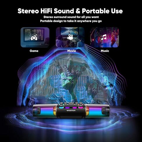 Computer Speakers Desktop, Dynamic RGB Gaming Soundbar Bluetooth 5.0, 16W Stereo Heavy Bass PC Speakers, Battery Powered Computer Sound Bar with Microphone for Monitor, Laptop, 3.5mm AUX USB Speakers in Saudi Arabia