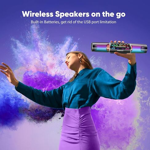 Computer Speakers Desktop, Dynamic RGB Gaming Soundbar Bluetooth 5.0, 16W Stereo Heavy Bass PC Speakers, Battery Powered Computer Sound Bar with Microphone for Monitor, Laptop, 3.5mm AUX USB Speakers in Saudi Arabia