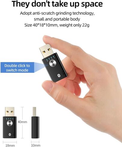 YamPort 4 في 1 USB Bluetooth 5.1 جهاز إرسال واستقبال للتلفزيون، محول بلوتوث لاسلكي محمول مع ميكروفون، 3.5 ملم جاك صوت جهاز إرسال بلوتوث للكمبيوتر الشخصي، بطاقة الصوت، السيارة، سماعات الرأس، مكبرات الصوت in Saudi Arabia