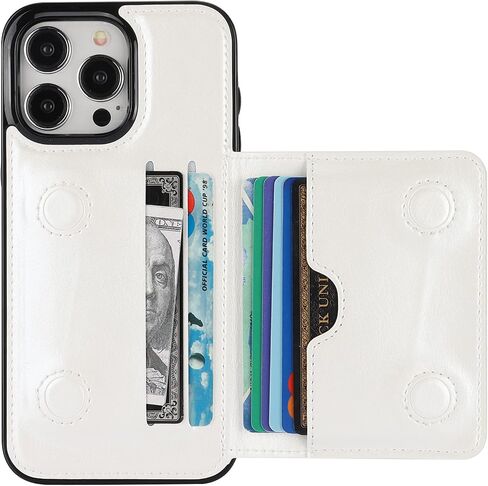 KIHUWEY for iPhone 15 Pro Max Wallet Case Credit Card Holder Leather, Brown | Credit Card Slots, Kickstand, PU Leather, Flip Hidden Magnetic Clasp, Durable Shockproof Protective Cover in Kuwait