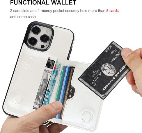 KIHUWEY for iPhone 15 Pro Max Wallet Case Credit Card Holder Leather, Brown | Credit Card Slots, Kickstand, PU Leather, Flip Hidden Magnetic Clasp, Durable Shockproof Protective Cover in Kuwait