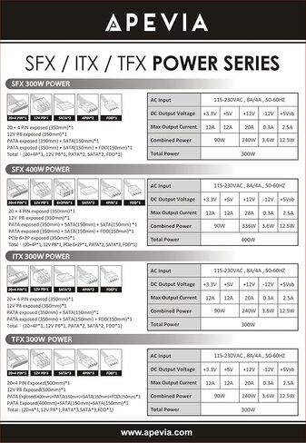 APEVIA SFX-AP400W Mini ITX Solution / Micro ATX / SFX 400W Power Supply in Saudi Arabia