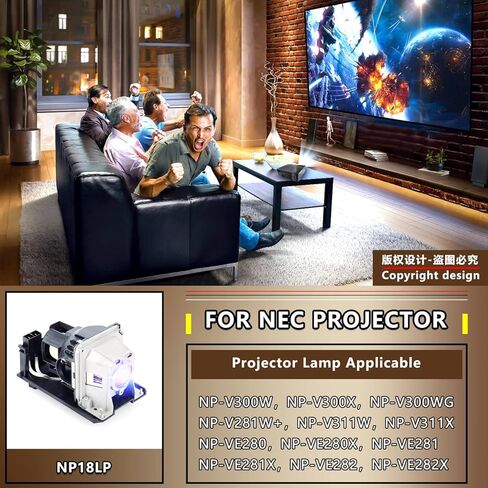 مصباح بديل Aurabeam Star-LAMP NP18LP مع مبيت لـ NEC NP-V300W NP-V300X V300WG V300X V281W+ V311W V311X VE280 VE280X VE281 VE281X VE282 VE282X in Kuwait