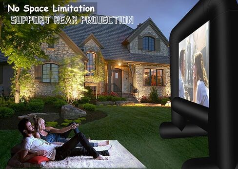 HuaKastro 16 FT Outdoor Inflatable Projector Screen – One-Piece Design, Easy Setup Blow-Up Screen with Quiet Fan, Perfect for Backyard Movie Nights & Events (Stable Base) in Kuwait