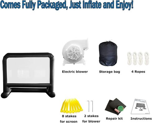 HuaKastro 16 FT Outdoor Inflatable Projector Screen – One-Piece Design, Easy Setup Blow-Up Screen with Quiet Fan, Perfect for Backyard Movie Nights & Events (Stable Base) in Kuwait