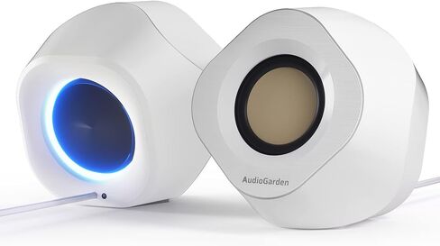 LTC AG-202 Bluetooth Computer Speakers, 2.0 Channel Desktop Speakers with 5 RGB Backlit Modes, USB Powered, Bluetooth 5.0/3.5mm AUX/USB-C Audio Input, White in Kuwait
