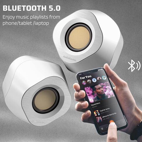 LTC AG-202 Bluetooth Computer Speakers, 2.0 Channel Desktop Speakers with 5 RGB Backlit Modes, USB Powered, Bluetooth 5.0/3.5mm AUX/USB-C Audio Input, White in Kuwait