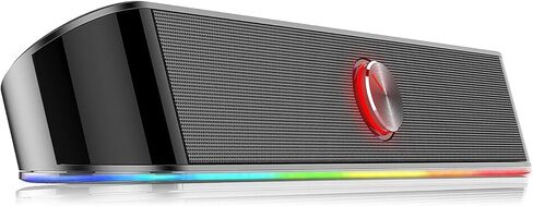 Redragon GS560 RGB Desktop Soundbar, 2.0 Channel Computer Speaker with Dynamic Lighting Bar Audio-Light Sync/Display, Touch-Control Backlit with Volume Knob, USB Powered w/ 3.5mm Cable in Saudi Arabia