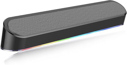 Redragon GS560 RGB Desktop Soundbar, 2.0 Channel Computer Speaker with Dynamic Lighting Bar Audio-Light Sync/Display, Touch-Control Backlit with Volume Knob, USB Powered w/ 3.5mm Cable in Saudi Arabia