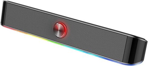 Redragon GS560 RGB Desktop Soundbar, 2.0 Channel Computer Speaker with Dynamic Lighting Bar Audio-Light Sync/Display, Touch-Control Backlit with Volume Knob, USB Powered w/ 3.5mm Cable in Saudi Arabia