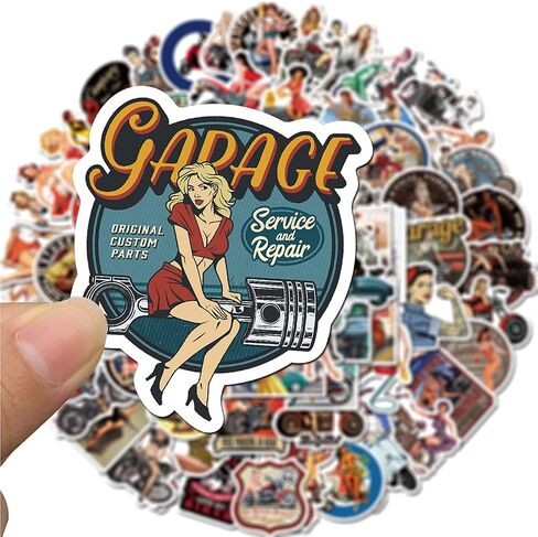 100pcs Sexy Pinup Girl Stickers, Retro Motorcycle Girl Stickers Pack for Adults, Waterproof Vintage Stickers Decals for Water Bottle Laptop Skateboard Bicycle Trolley Case in Kuwait