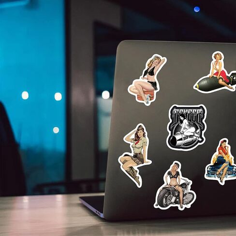 100pcs Sexy Pinup Girl Stickers, Retro Motorcycle Girl Stickers Pack for Adults, Waterproof Vintage Stickers Decals for Water Bottle Laptop Skateboard Bicycle Trolley Case in Kuwait