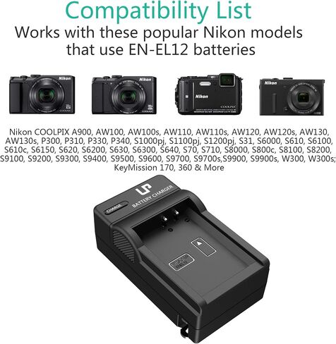 LP EN-EL12 Battery, 2-Pack 1500mAh Battery Compatible with Nikon Coolpix A1000, B600, Coolpix AW130, A900, W300, S1200pj, S9900, S9500, S9300, S9200, S8200, S6300, S6200, S6100, S800C, S710, S70 in Saudi Arabia