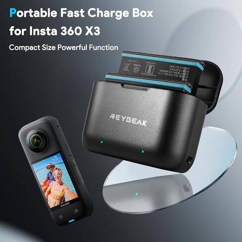REYGEAK 2 حزم بديلة Insta 360 X3 بطارية 1800 مللي أمبير و3 قنوات LED USB شحن سريع، ملحقات شاحن حزمة البطارية البديلة لـ Insta 360 X3 (متوافقة تمامًا مع الأصلي) in Kuwait