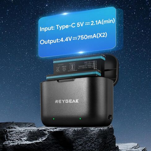 REYGEAK 2 حزم بديلة Insta 360 X3 بطارية 1800 مللي أمبير و3 قنوات LED USB شحن سريع، ملحقات شاحن حزمة البطارية البديلة لـ Insta 360 X3 (متوافقة تمامًا مع الأصلي) in Kuwait