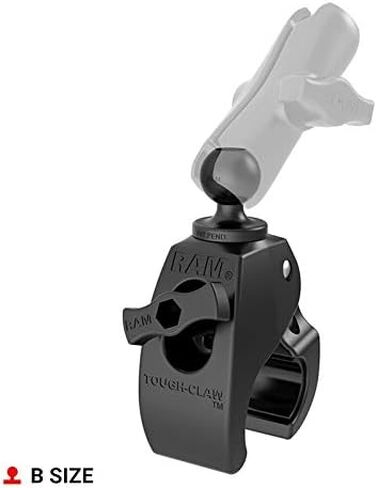 RAM MOUNTS Tough-Claw Small Clamp Mount with B Size 1" Ball Base | Fits 0.625"-1.14" rails and bars, composite clamp base for RAM Mounts systems in Saudi Arabia