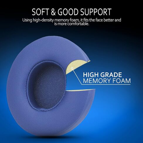 Krone Kalpasmos Earpad Replacement for Beats Solo 2 & 3 Wireless/Wired Headphone, Ear Cushion Premium Protein Leather Memory Foam with Kits, Superb Comfortable Easy to Install – White in Kuwait
