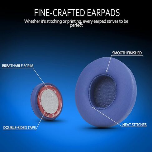 Krone Kalpasmos Earpad Replacement for Beats Solo 2 & 3 Wireless/Wired Headphone, Ear Cushion Premium Protein Leather Memory Foam with Kits, Superb Comfortable Easy to Install – White in Kuwait