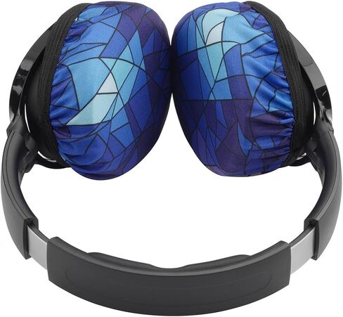 Geekria 2 Pairs Flex Fabric Headphones Ear Covers - Product Safety Certified - Washable & Stretchable Earcup Protectors for Over-Ear Headsets, Sweat Pads for Gym, Gaming (Size M/Black) in Kuwait