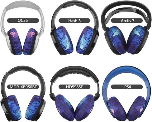 Geekria 2 Pairs Flex Fabric Headphones Ear Covers - Product Safety Certified - Washable & Stretchable Earcup Protectors for Over-Ear Headsets, Sweat Pads for Gym, Gaming (Size M/Black) in Kuwait