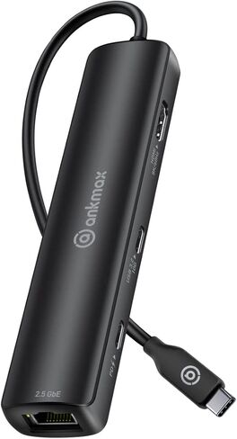 موزع ايثرنت انك ماكس P64HG2 USB نوع C متعدد المنافذ مع HDMI 8K60Hz ومنفذ ايثرنت 2.5Gbps و2 USB 3.2 وشحن بي دي لاجهزة ماك بوك برو/اير وايباد برو واللابتوب من النوع سي ثاندربولت 3 in Kuwait