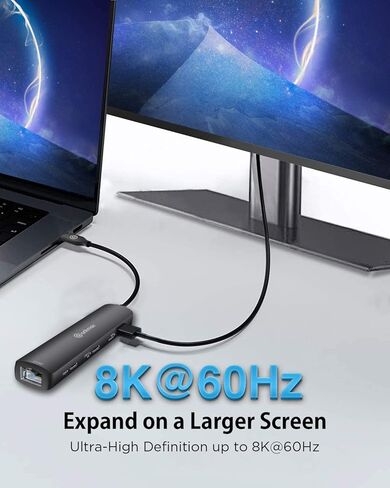 موزع ايثرنت انك ماكس P64HG2 USB نوع C متعدد المنافذ مع HDMI 8K60Hz ومنفذ ايثرنت 2.5Gbps و2 USB 3.2 وشحن بي دي لاجهزة ماك بوك برو/اير وايباد برو واللابتوب من النوع سي ثاندربولت 3 in Kuwait