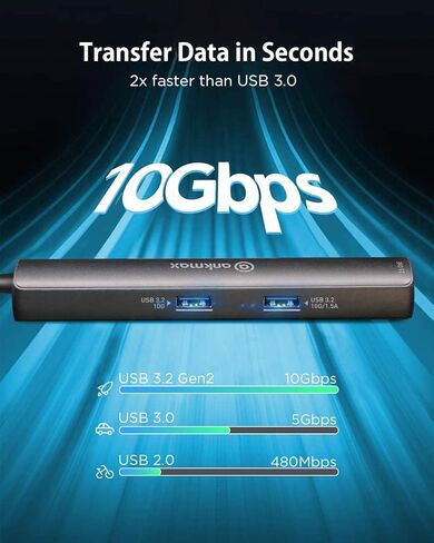 موزع ايثرنت انك ماكس P64HG2 USB نوع C متعدد المنافذ مع HDMI 8K60Hz ومنفذ ايثرنت 2.5Gbps و2 USB 3.2 وشحن بي دي لاجهزة ماك بوك برو/اير وايباد برو واللابتوب من النوع سي ثاندربولت 3 in Kuwait