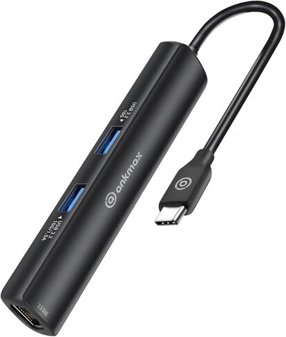 موزع ايثرنت انك ماكس P64HG2 USB نوع C متعدد المنافذ مع HDMI 8K60Hz ومنفذ ايثرنت 2.5Gbps و2 USB 3.2 وشحن بي دي لاجهزة ماك بوك برو/اير وايباد برو واللابتوب من النوع سي ثاندربولت 3 in Kuwait