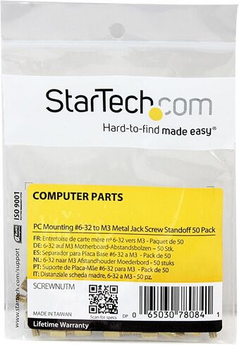StarTech.com Metal Jackscrew Standoffs #6-32 - Jackscrew standoff - 0.2 in (pack of 50) - SCREWNUTM in Saudi Arabia