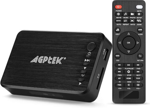AGPTEK Updated 4K@30hz HDMI TV Media Player with HDMI/AV/VGA Output, Digital MP4 Player for 14TB HDD/ 256G USB Drive/SD Card/H.265 MP4, with Remote Control for MP3 AVI RMVB MPEG etc in Saudi Arabia